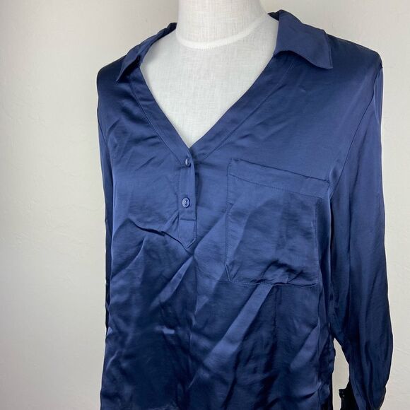 Young Fabulous & Broke Button-Up Blouse - Navy - Picture 2 of 6